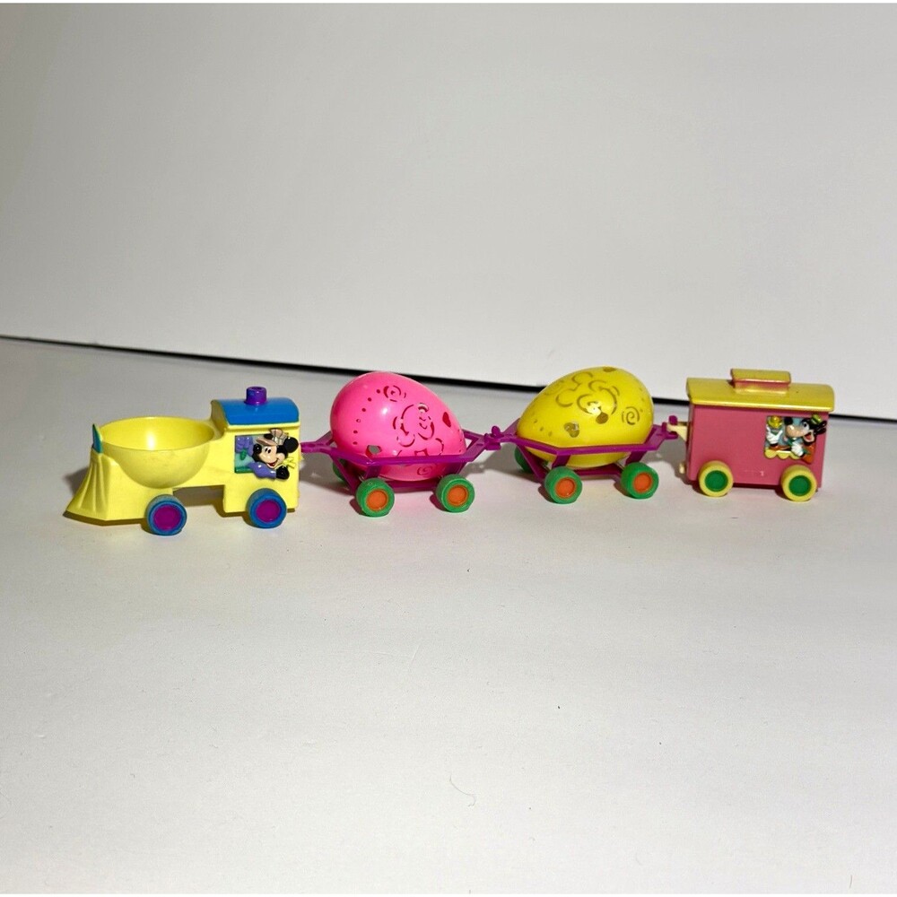 Vintage Disney Mickey Goofy Easter Egg Train Complete 4 Pc Set Broken Hook